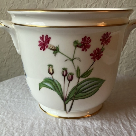 Minton: Meadow smooth pattern Cachepot- Bone China- Made in England- Gold Trim - Picture 5 of 16